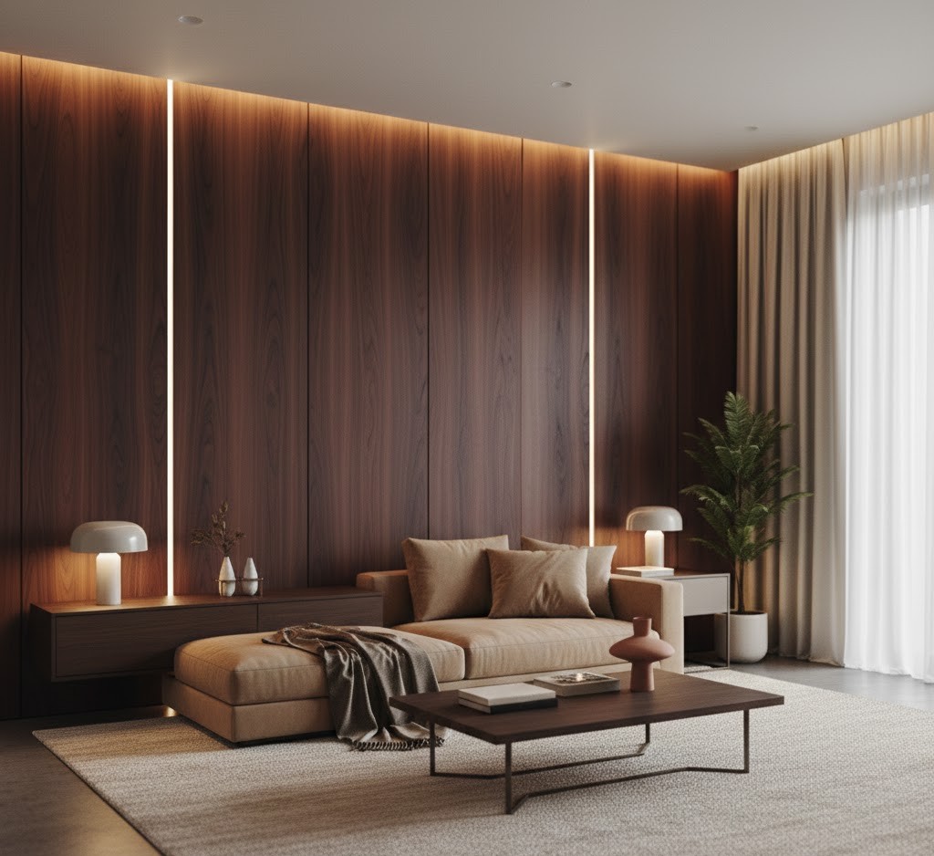 Woonkamer met panelen